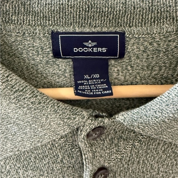Dockers Men’s Size Xl 3 Button long Sleeve Pullover Green 100% Acrylic  Collar - Picture 3 of 4